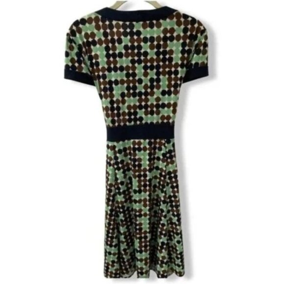 BCBG MaxAzria Women's Size Medium Green and Blue Polka Dot Dress With Tie Sash - Picture 3 of 6